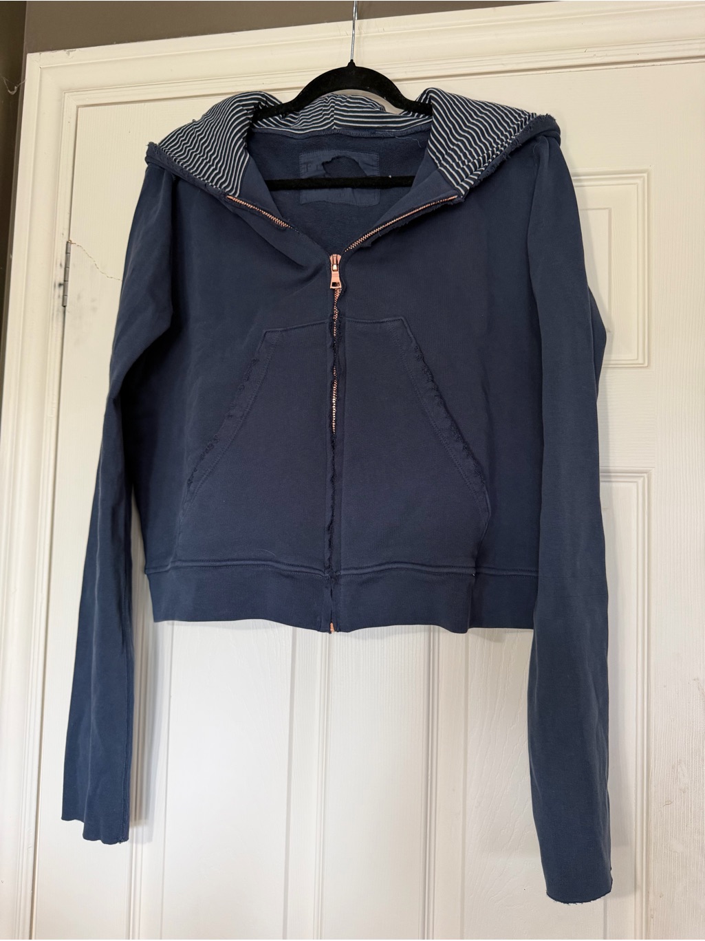 Frank & Eileen Tee Lab Zip-Up Hoodie With Striped Hood. Nwot